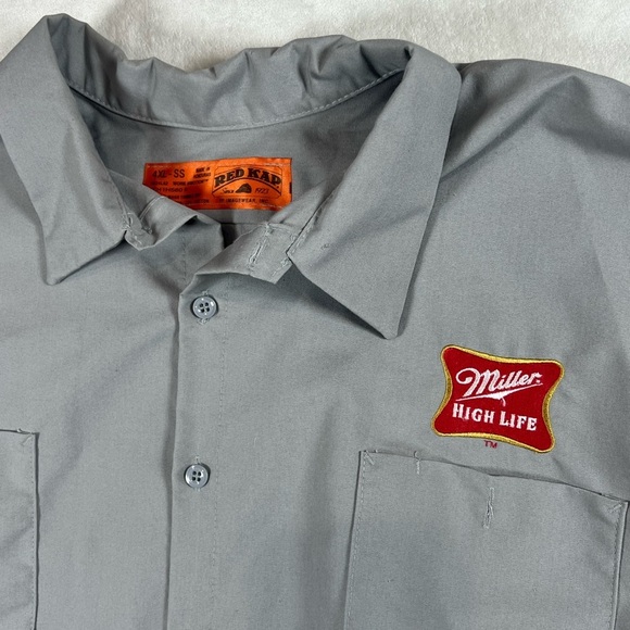Official Miller High Life Red Kap 4XL Button Front Short Sleeve Gray Work Shirt - Picture 4 of 9